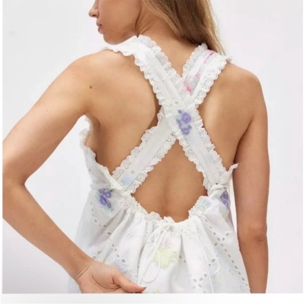 For Love Lemons Andrea Whimsical Eyelets Embroidered Mini Dress size medium - Picture 3 of 8